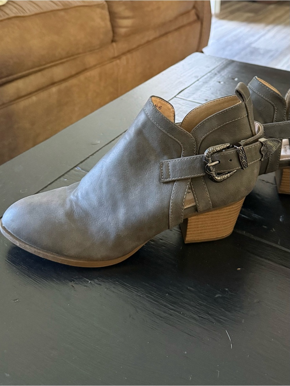 AMS Women's Western Buckle Cutout Ankle Booties
